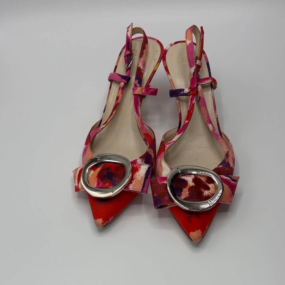 Frances Valentine Red and Pink Slingback Heels
